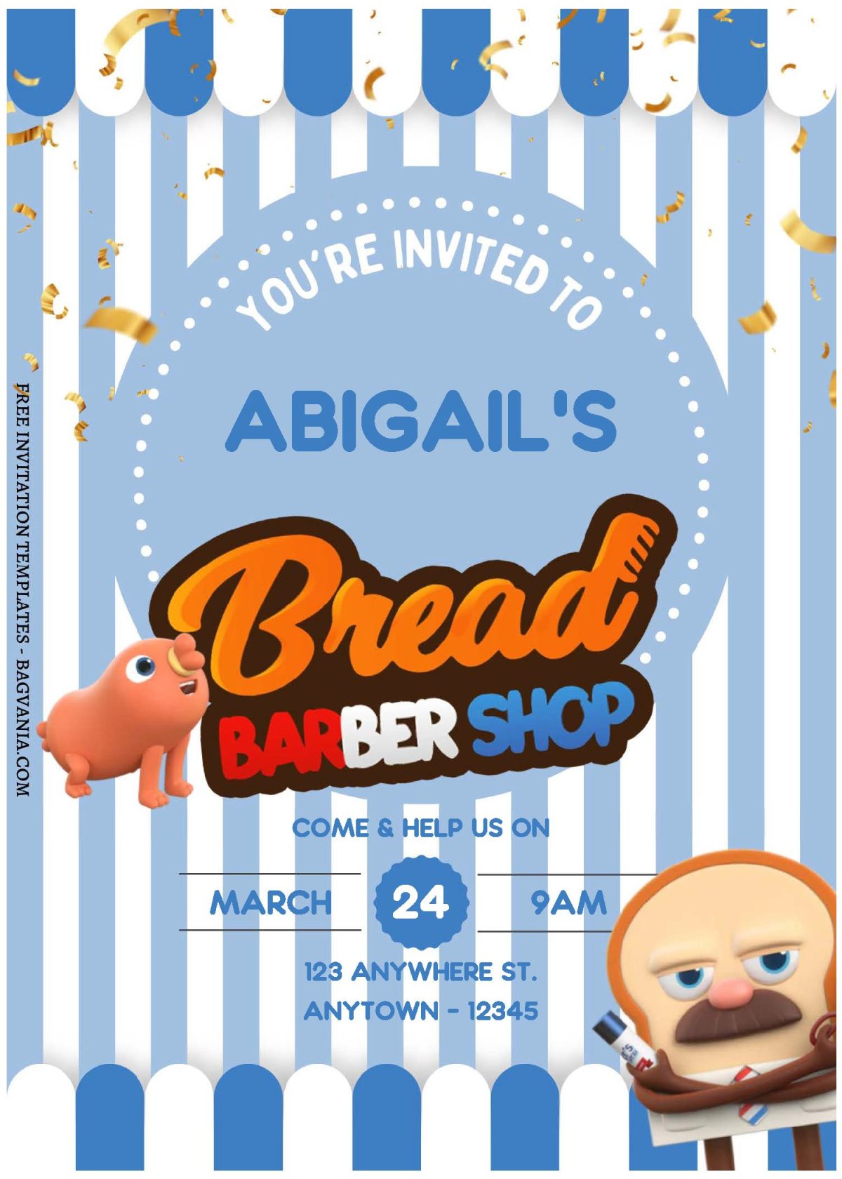 (Free Editable PDF) Lovely Bread And Barber Shop Birthday Invitation Templates A
