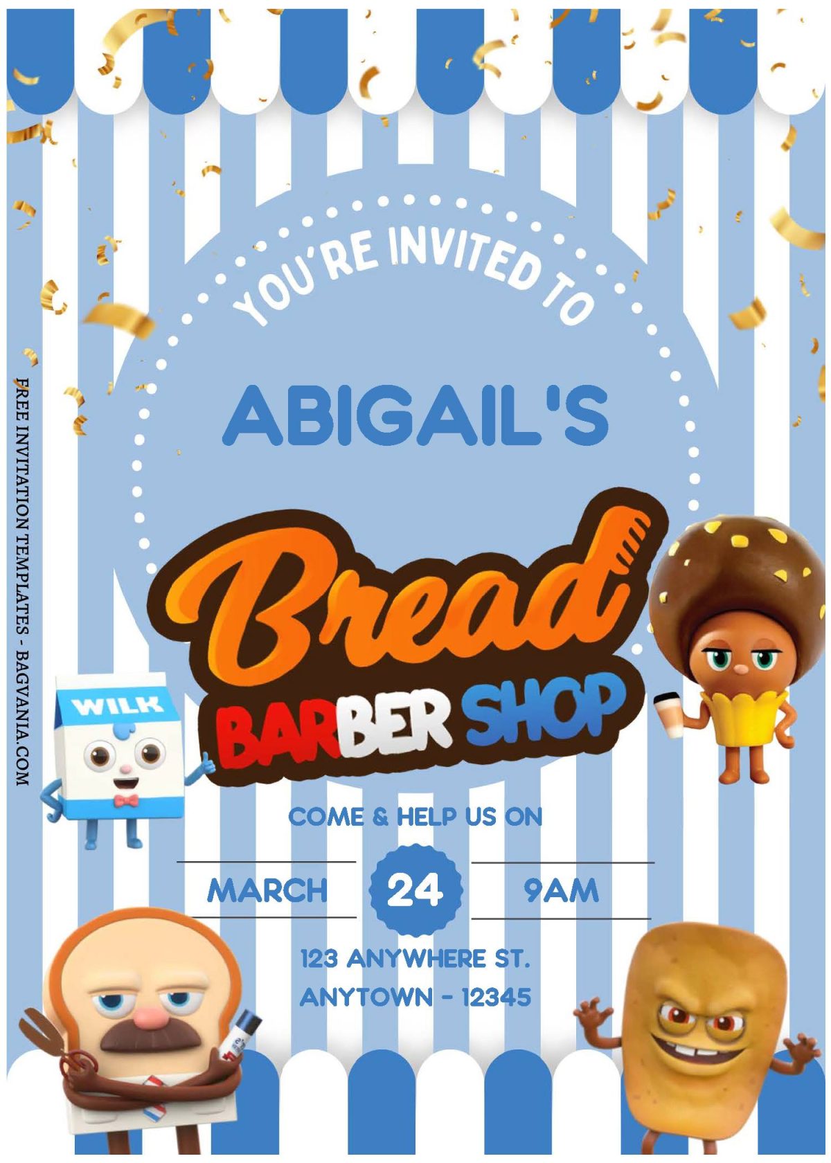 (Free Editable PDF) Lovely Bread And Barber Shop Birthday Invitation Templates C