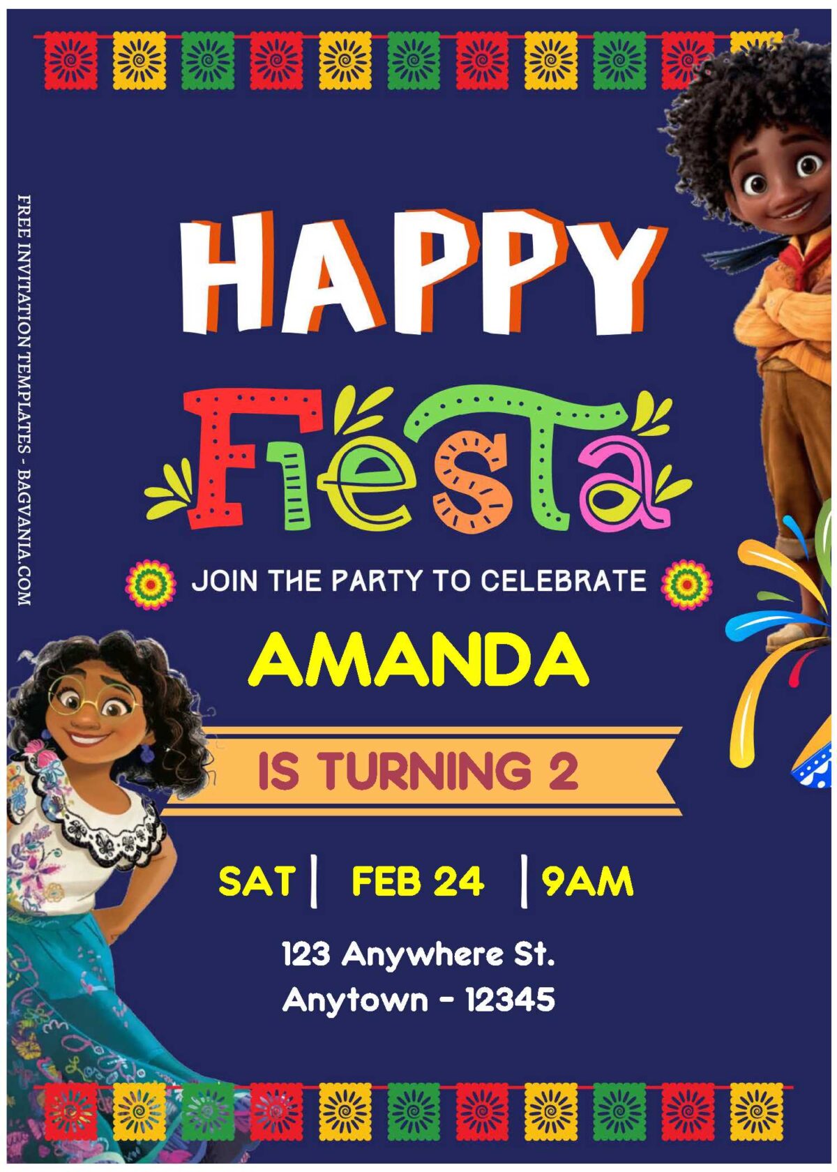 (Free Editable PDF) Happy Fiesta Disney Encanto Birthday Invitation Templates A