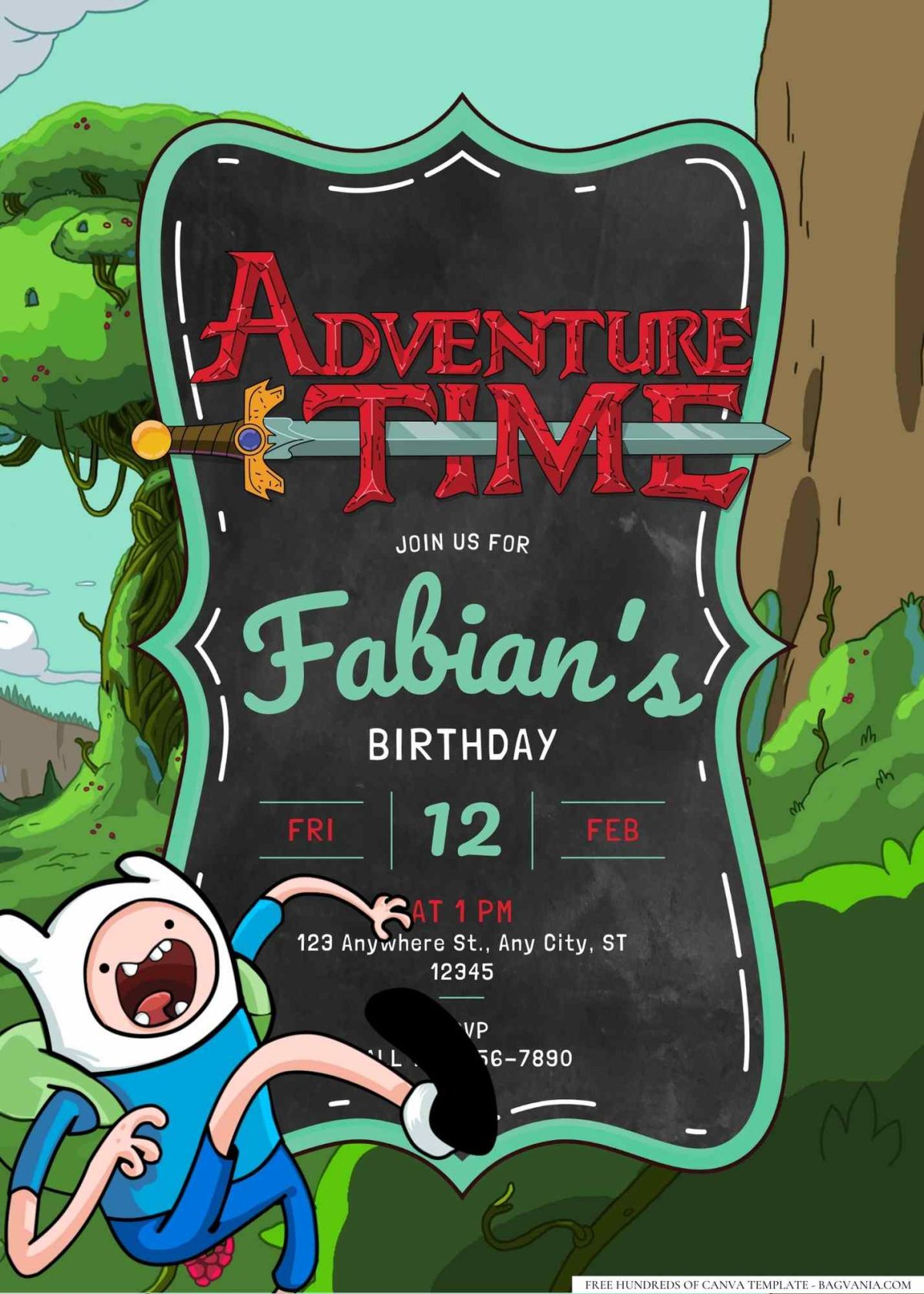 FREE Editable Adventure Time Birthday Invitation