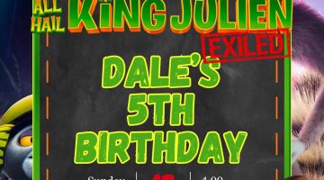 FREE Editable All Hail King Julien Birthday Invitation