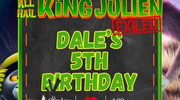 FREE Editable All Hail King Julien Birthday Invitation