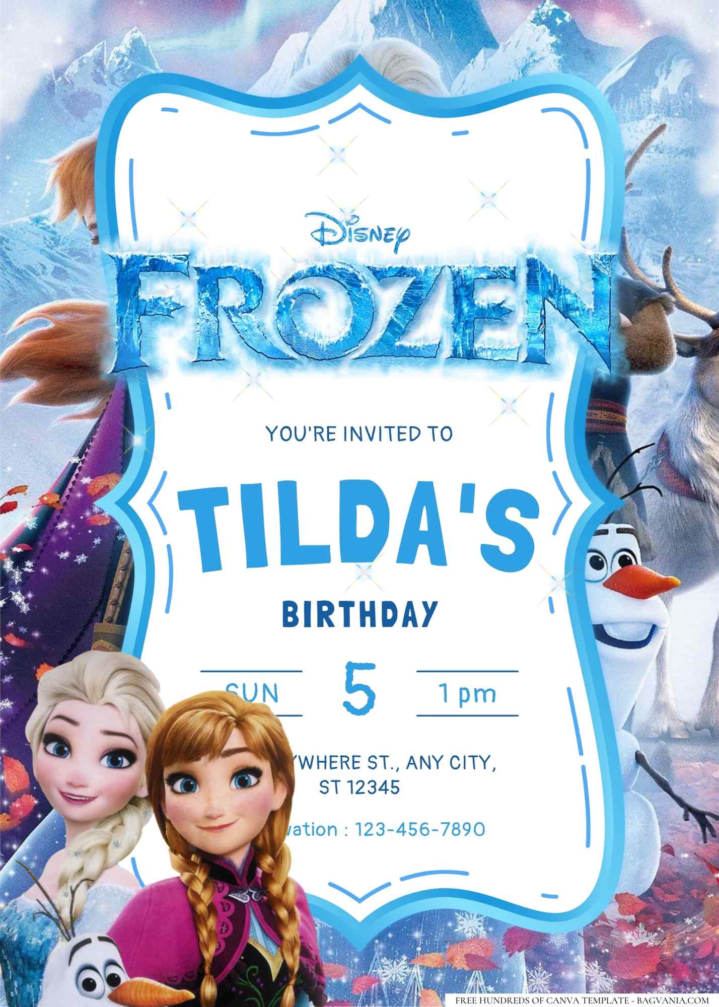 14+ Anna Elsa Birthday Invitation Templates | FREE Printable Birthday ...