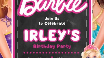 FREE Editable Barbie Birthday Invitation