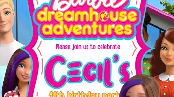 FREE Editable Barbie Dream House Birthday Invitation