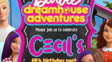 FREE Editable Barbie Dream House Birthday Invitation