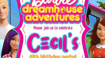 FREE Editable Barbie Dream House Birthday Invitation