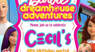 FREE Editable Barbie Dream House Birthday Invitation