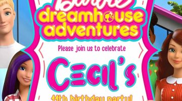 FREE Editable Barbie Dream House Birthday Invitation