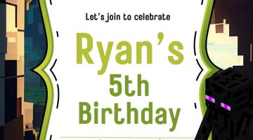 FREE Editable Cheerful Minecraft Birthday Invitation