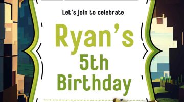 FREE Editable Cheerful Minecraft Birthday Invitation
