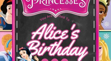 FREE Editable Disney Princess Birthday Invitation
