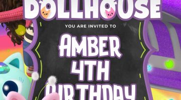 FREE Editable Gabby's Dollhouse Birthday Invitation