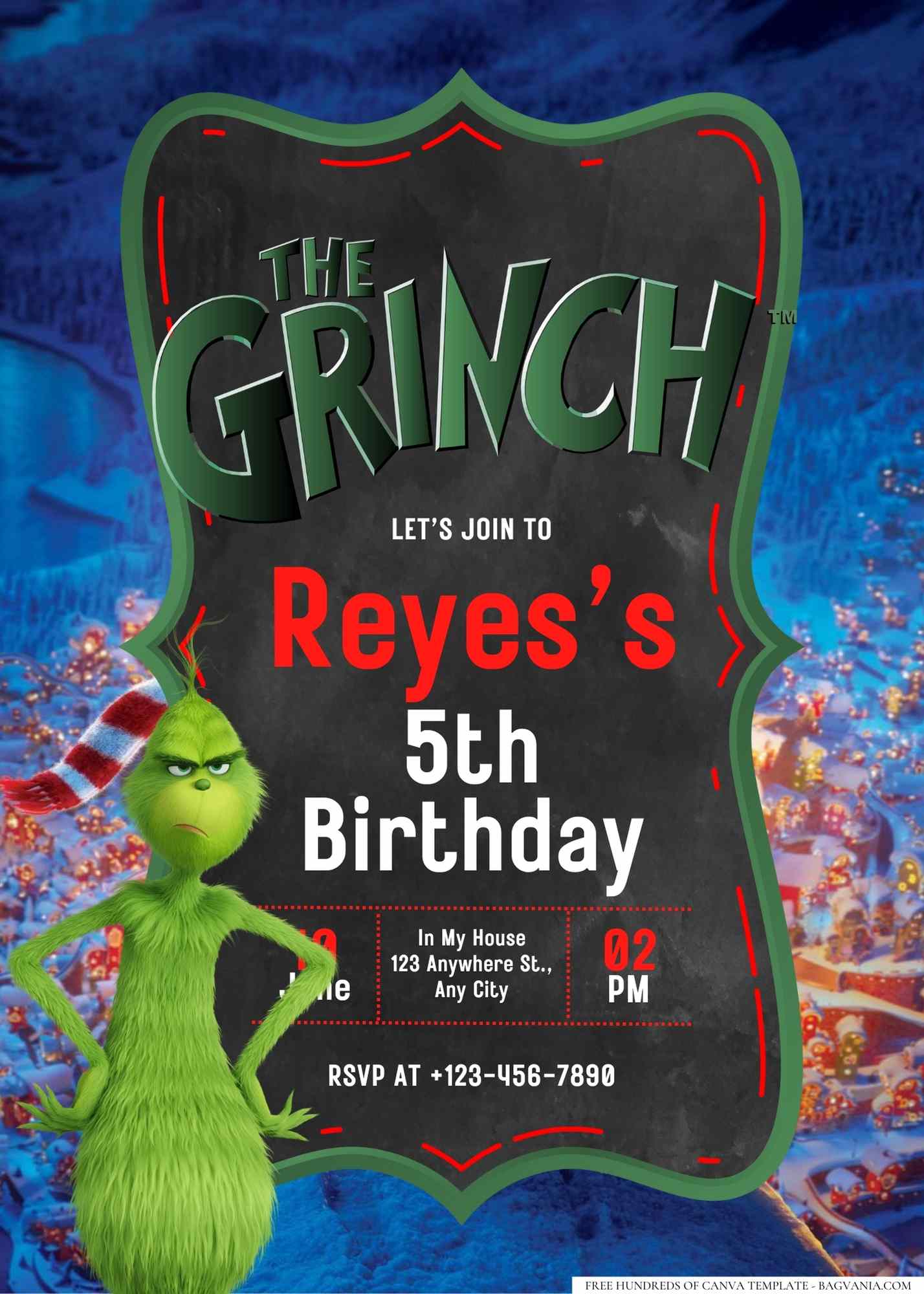 18+ Grinch Birthday Invitation Templates | FREE Printable Birthday ...
