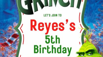 FREE Editable Grinch Birthday Invitation