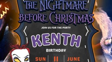 FREE Editable Nightmare Before Christmas Birthday Invitation