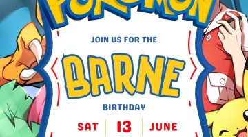 FREE Editable Pokemon Birthday Invitation