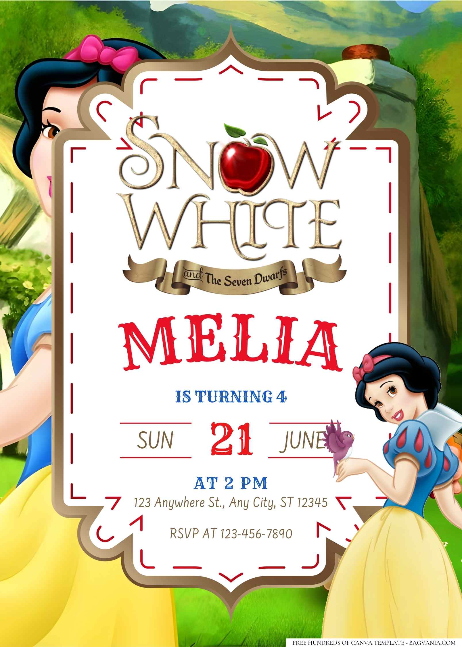 22+ Princess Snow White Birthday Invitation Templates | FREE Printable ...