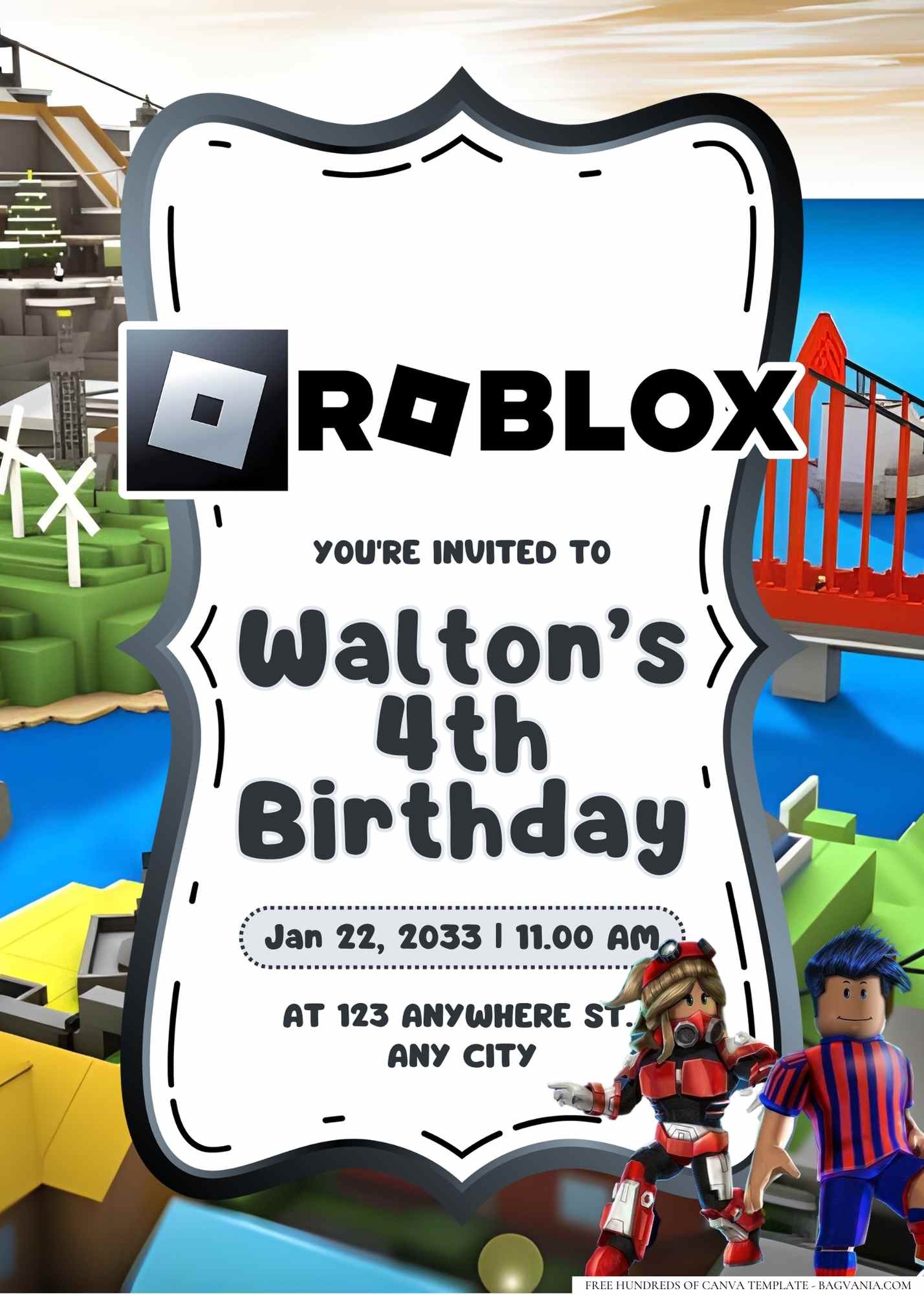 FREE PRINTABLE) – ROBLOX Birthday Party Kits Templates  Download Hundreds  FREE PRINTABLE Birthday Invitation Templates
