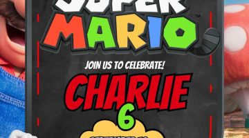 FREE Editable Super Mario Chalkboard Birthday Invitation