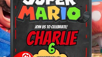 FREE Editable Super Mario Chalkboard Birthday Invitation
