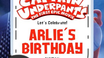 FREE Editable The Epic Tales of Captain Underpants Birthday Invitation