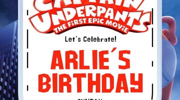 FREE Editable The Epic Tales of Captain Underpants Birthday Invitation