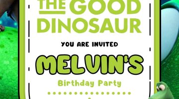 FREE Editable The Good Dinosaur Birthday Invitation