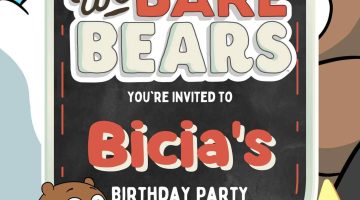 FREE Editable We Bare Bears Birthday Invitation
