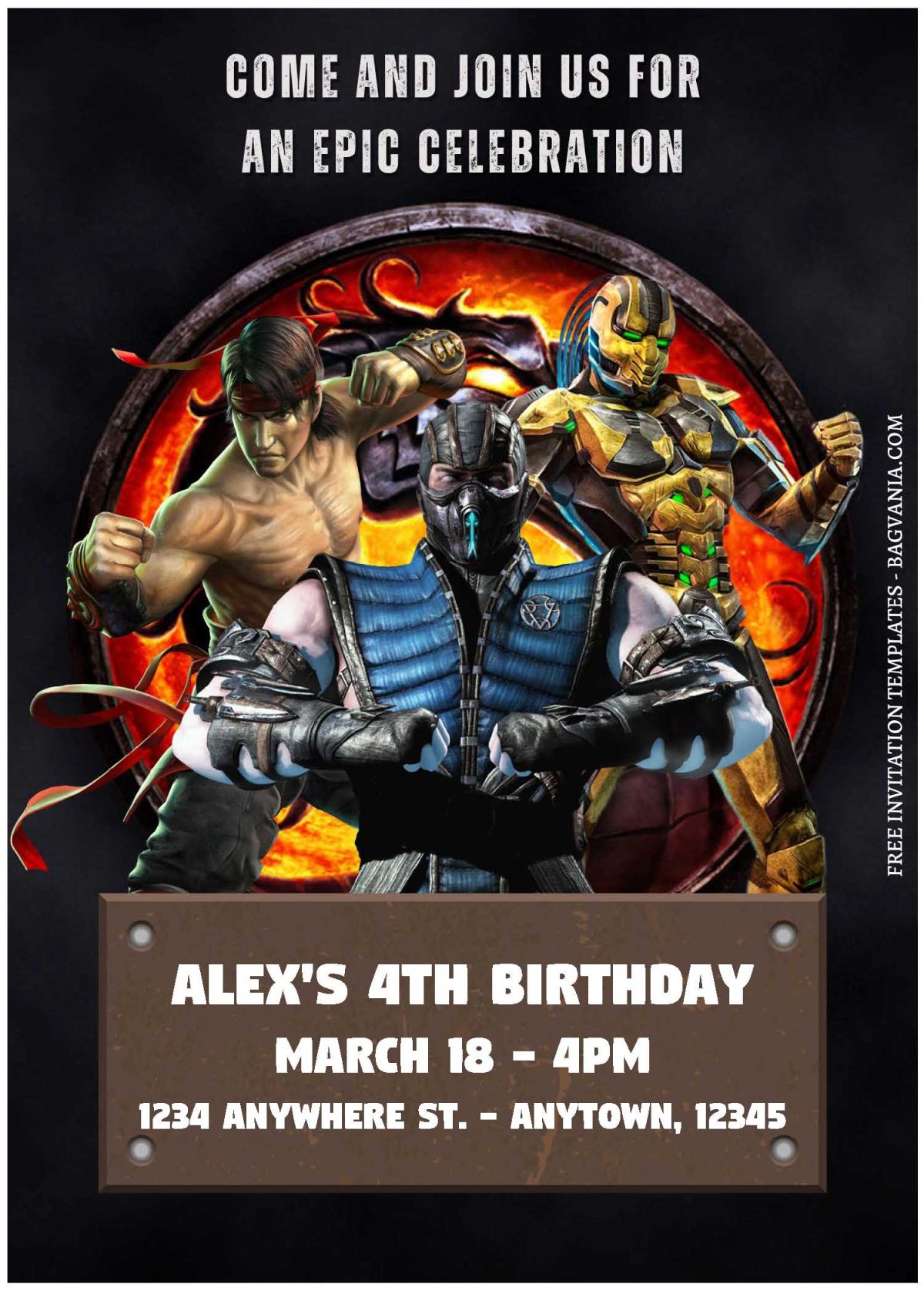 (Free Editable PDF) Ultimate Mortal Kombat Birthday Invitation Templates C