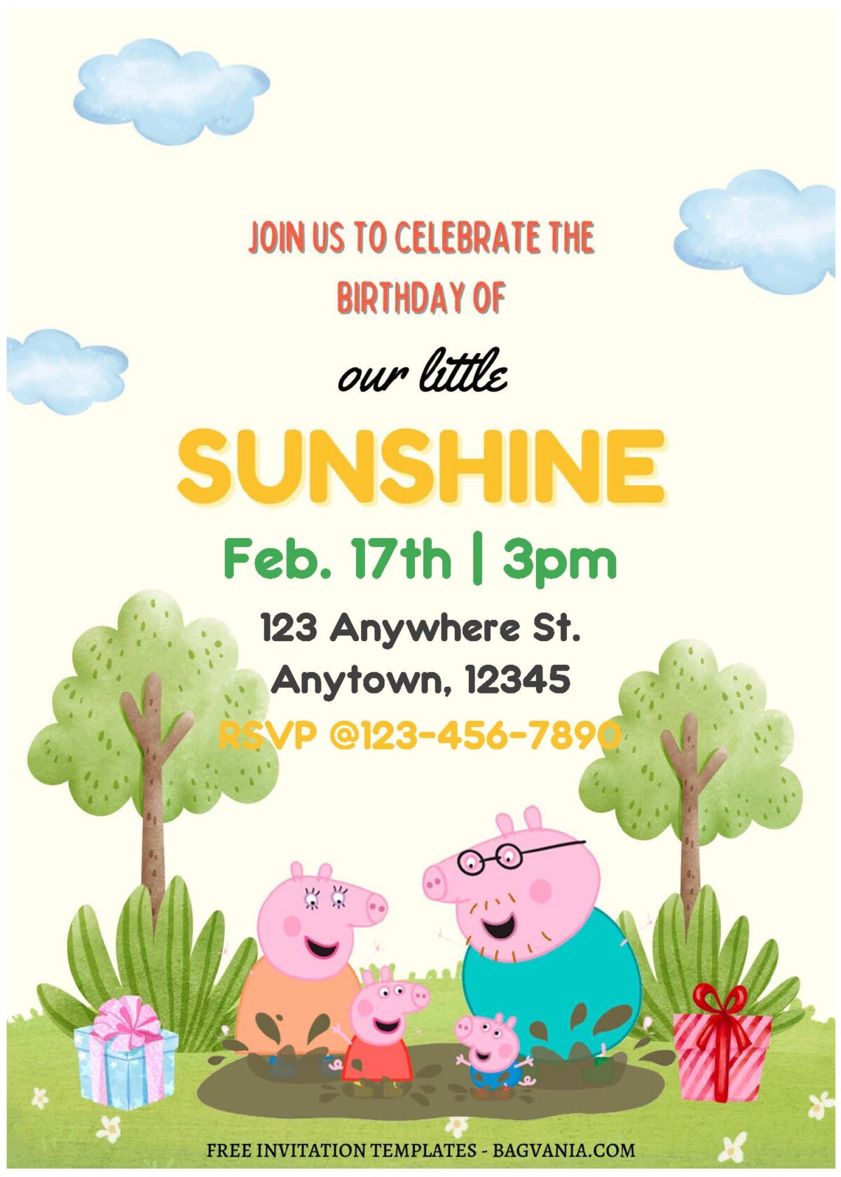 (Free Editable PDF) Oink And Giggle Peppa Pig Birthday Invitation Templates B