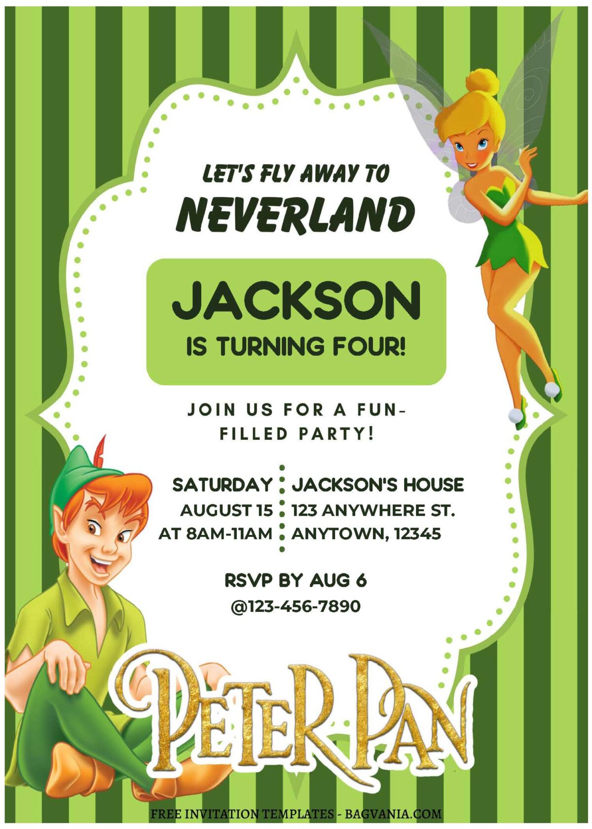 (Free Editable PDF) Peter Pan Wonderland Birthday Invitation Templates B