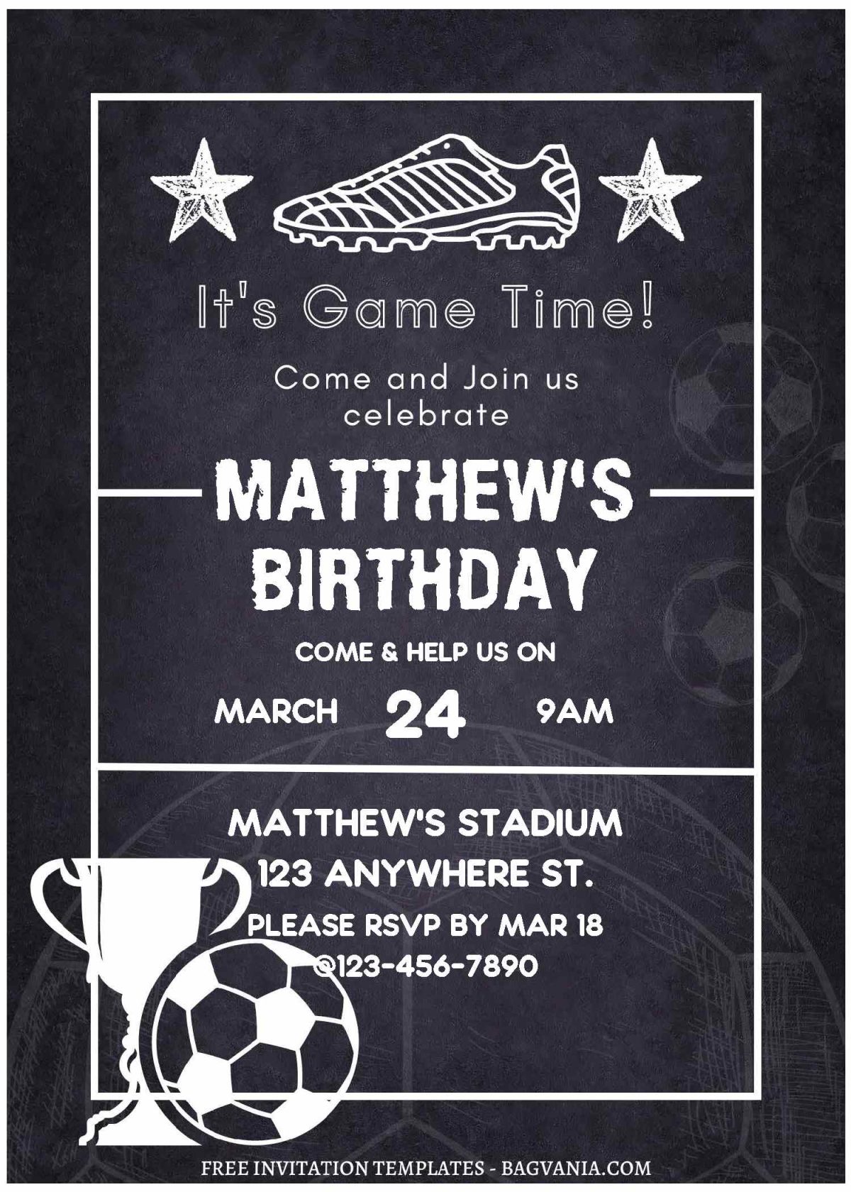 (Free Editable PDF) It's Football Time Birthday Invitation Templates A