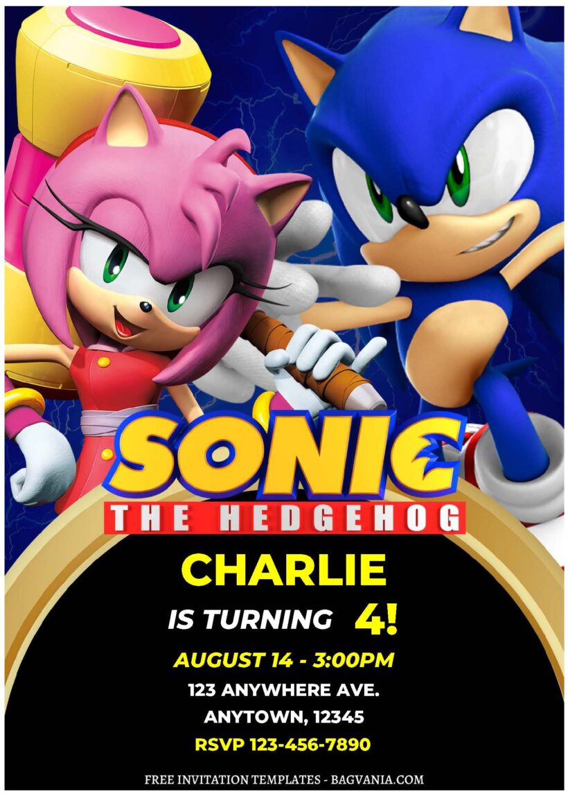 (Free Editable PDF) Blast From The Past Sonic Birthday Invitation ...