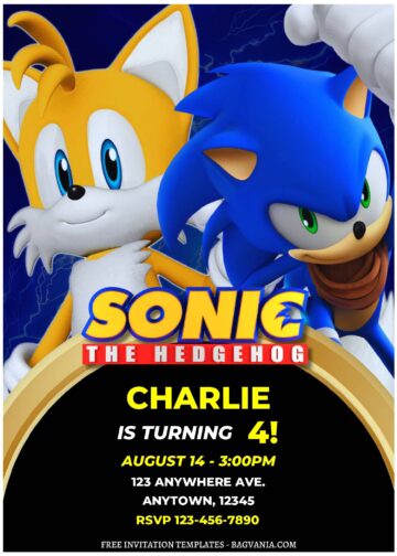 (Free Editable PDF) Blast From The Past Sonic Birthday Invitation ...