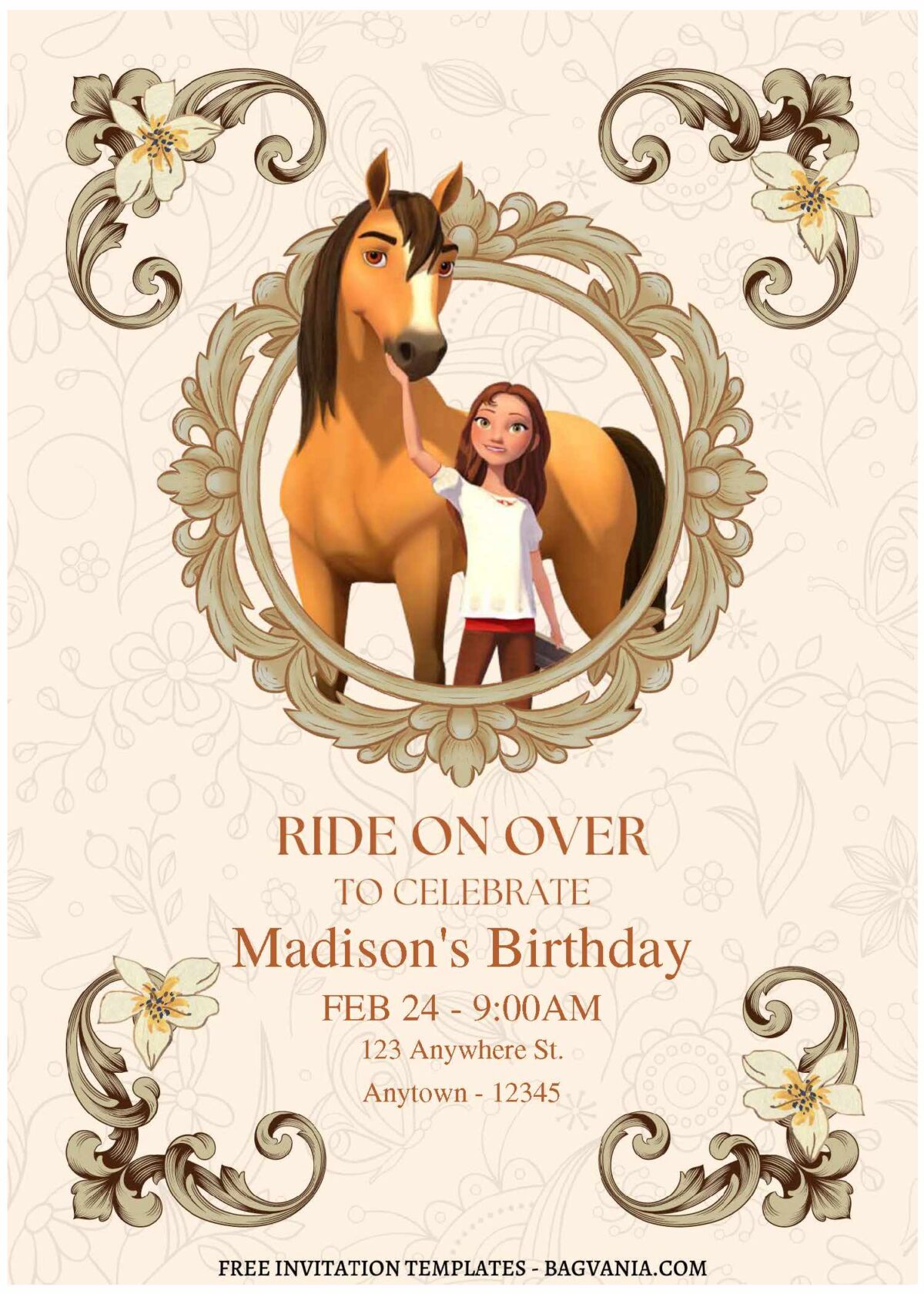 (Free Editable PDF) Delightful Spirit Riding Birthday Invitation Templates B
