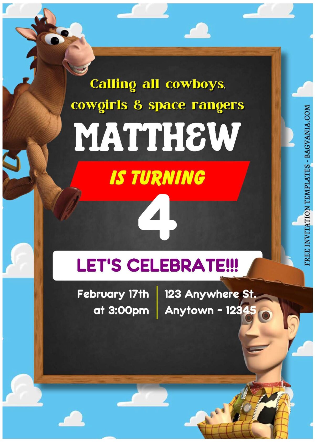 (Free Editable PDF) Playful Toy Story Birthday Invitation Templates A