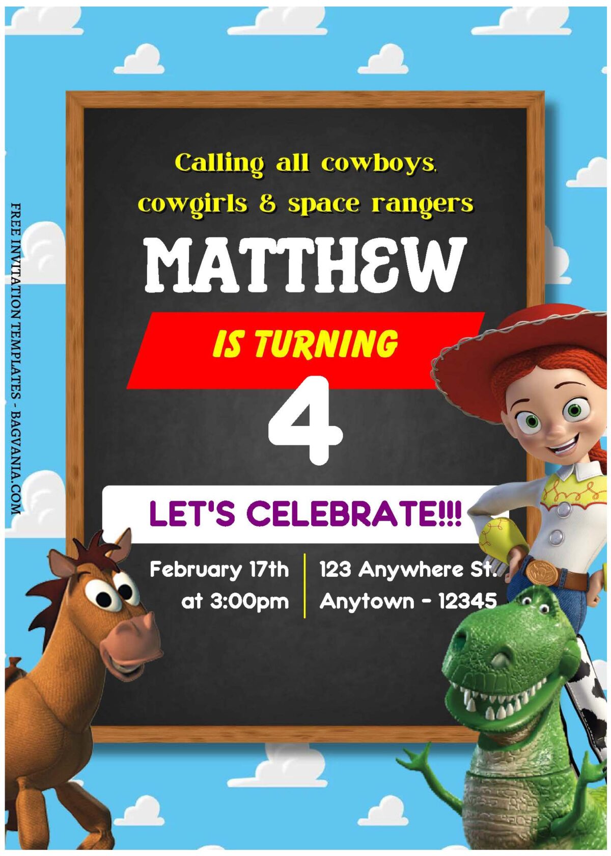 (Free Editable PDF) Playful Toy Story Birthday Invitation Templates C