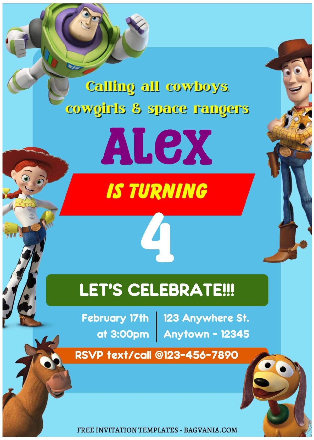 (Free Editable PDF) Toy Story Playtime Birthday Invitation Templates A
