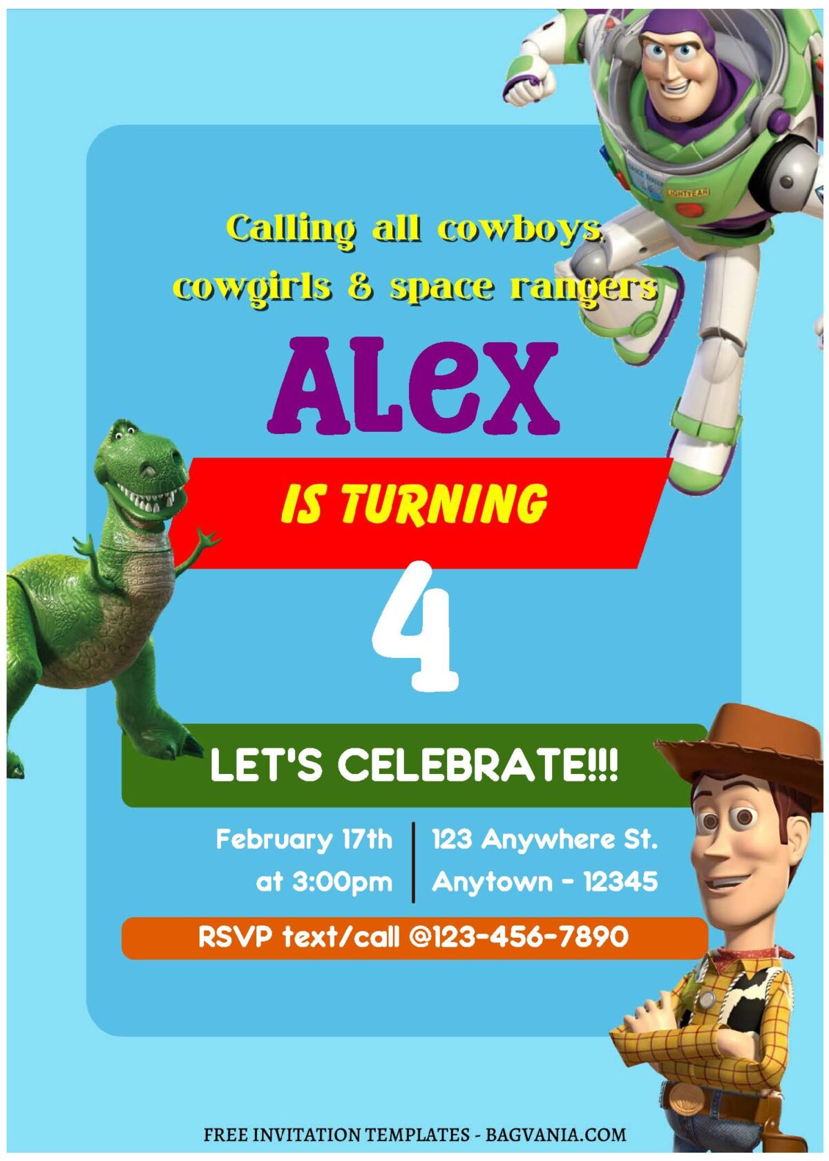 (Free Editable PDF) Toy Story Playtime Birthday Invitation Templates B