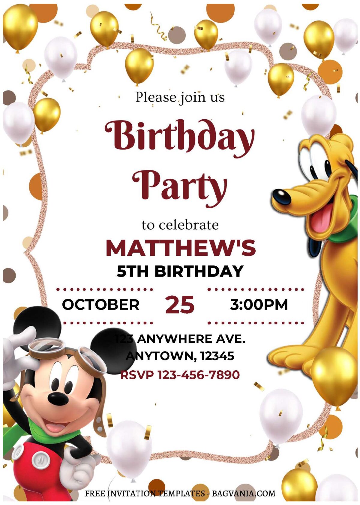 (Free Editable PDF) Shimmering Mickey Mouse Birthday Invitation Templates A