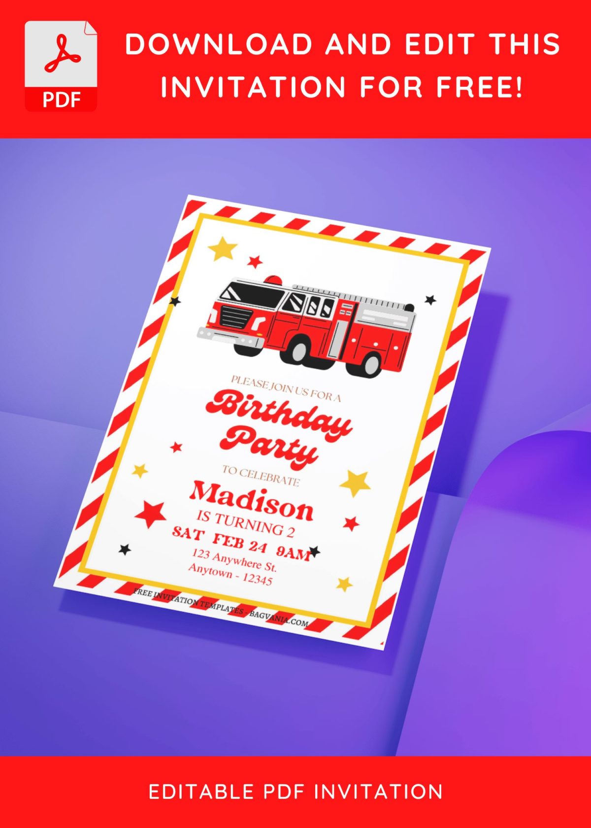 (Free Editable PDF) Simple Transportation Themed Birthday Invitation Templates J