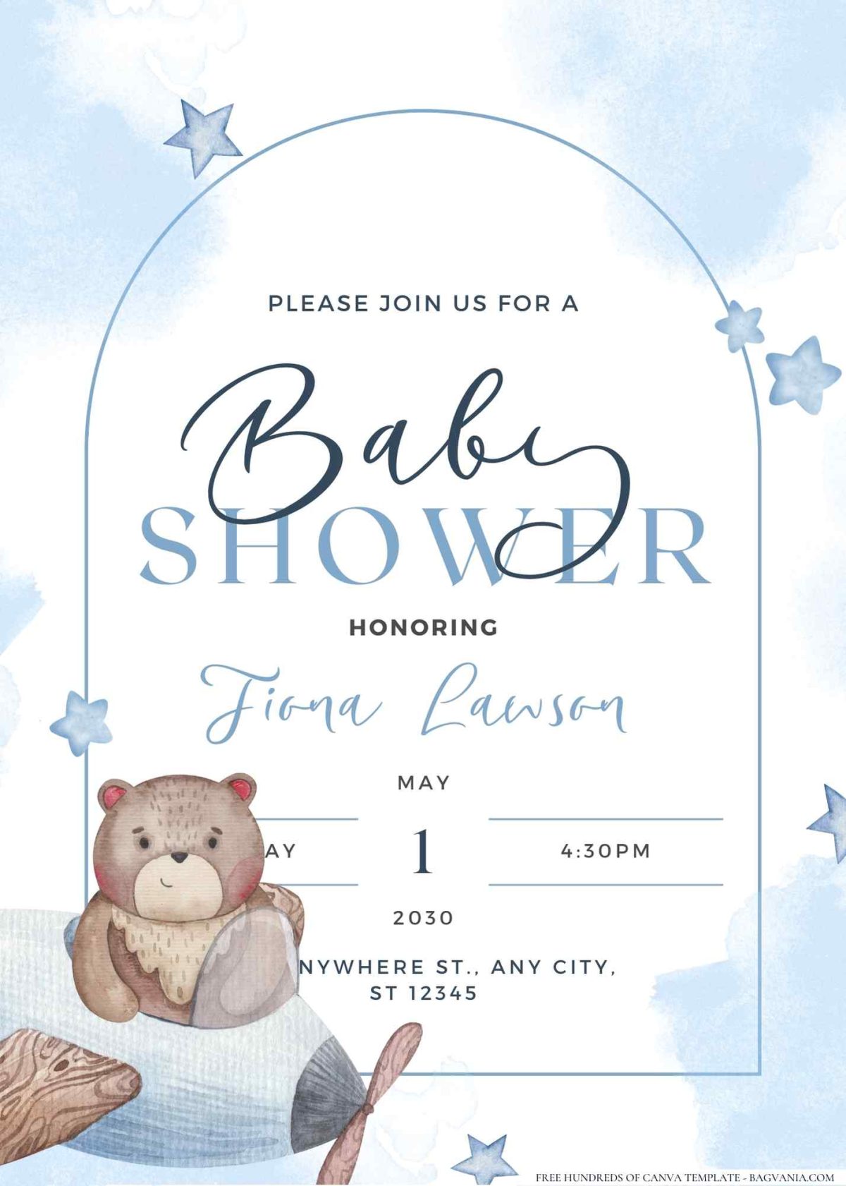 FREE Editable Airplane Adventure Baby Shower Invitation