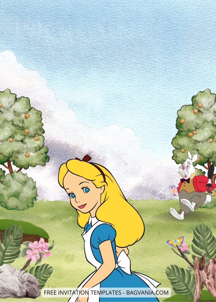 FREE Alice in Wonderland Canva Birthday Invitation Templates
