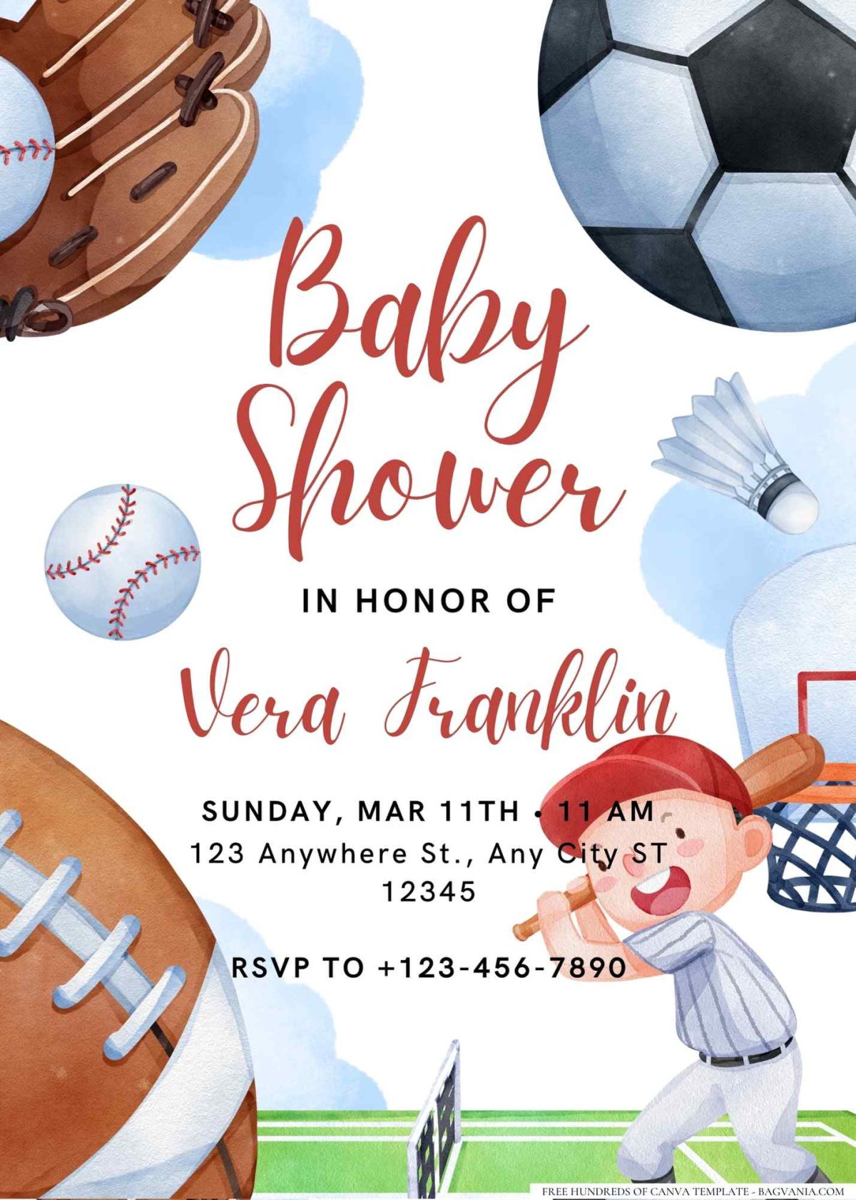 FREE Editable All Star Sports MVP Baby Shower Invitation