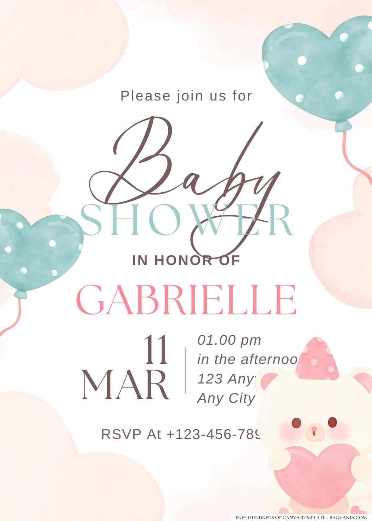 FREE Editable Baby Bear Baby Shower Invitation