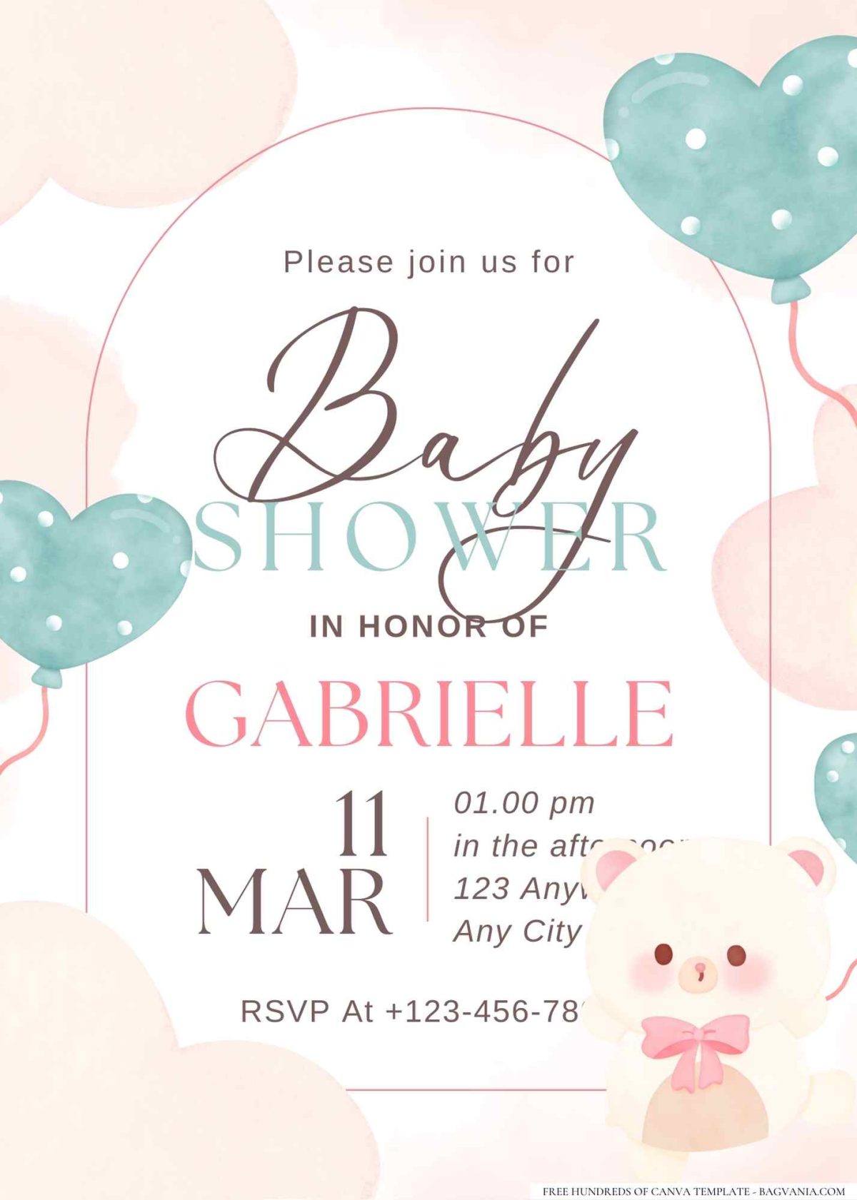 FREE Editable Baby Bear Baby Shower Invitation