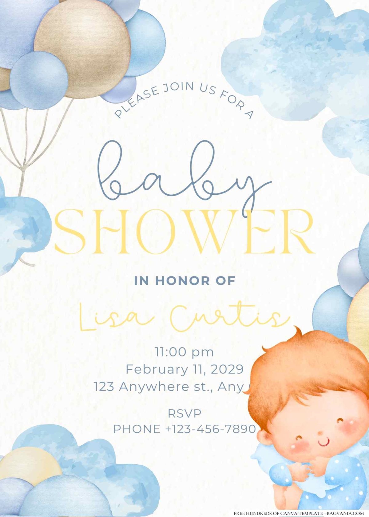 FREE Editable Baby Blocks and Balloons Baby Shower Invitation