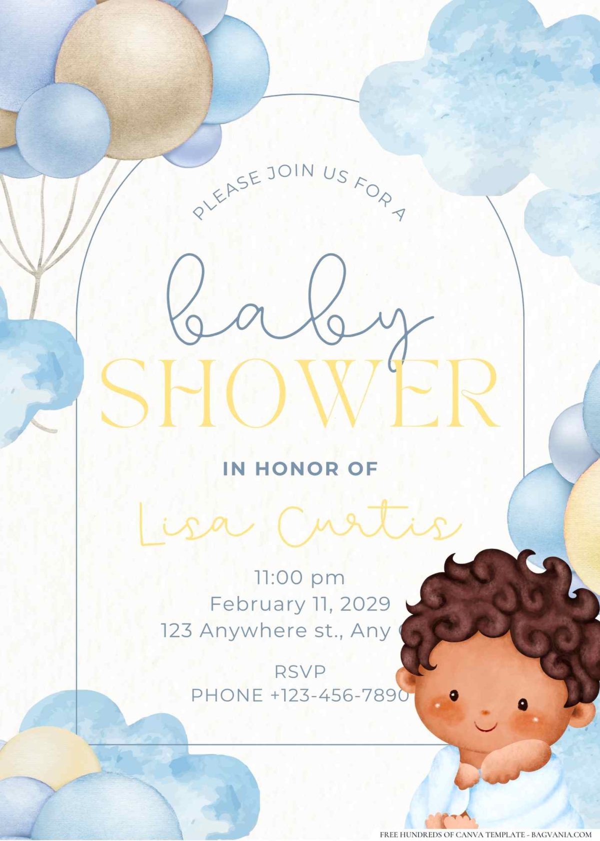 FREE Editable Baby Blocks and Balloons Baby Shower Invitation