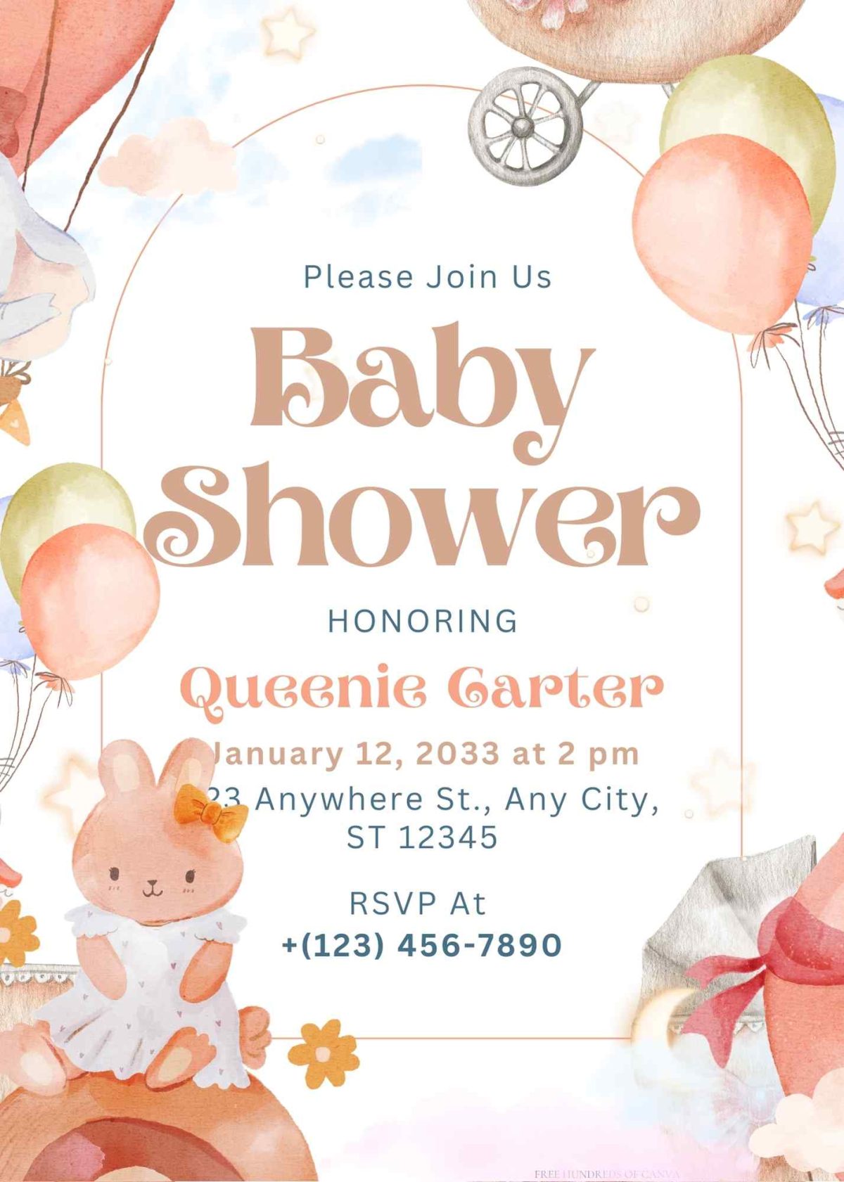 FREE Editable Baby Carriage Baby Shower Invitation